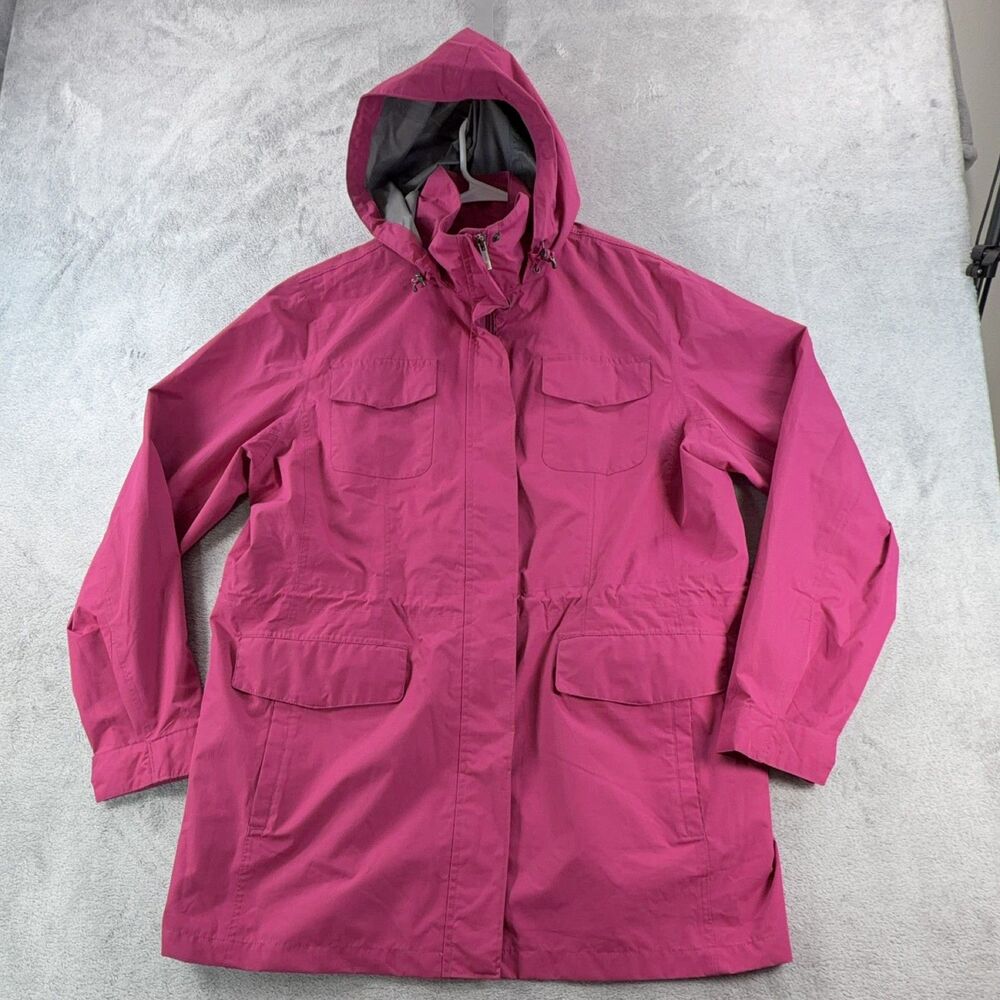 Lands' End Women's Pink Hooded Jacket XL 18-20 Mid-Length Drawstring Waist